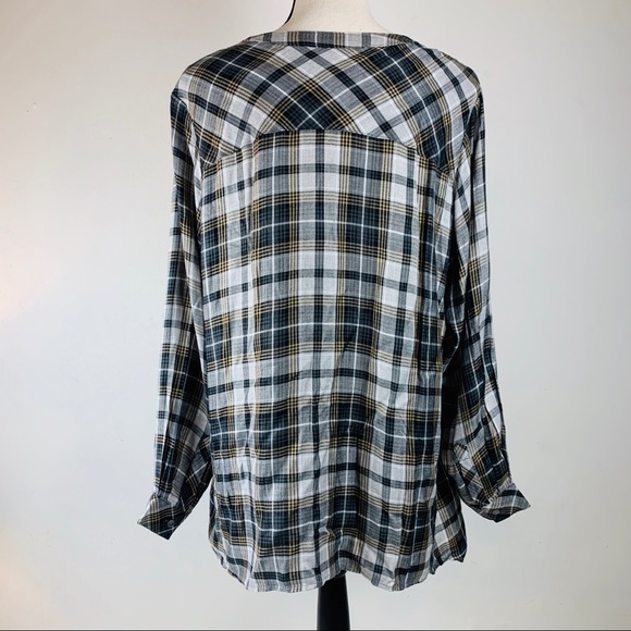 Workshop Plaid Long Sleeve Boyfriend Shirt Plus Size 1X NWT - Picture 3 of 9